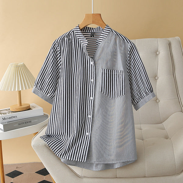Black Striped Casual Shirt for Women