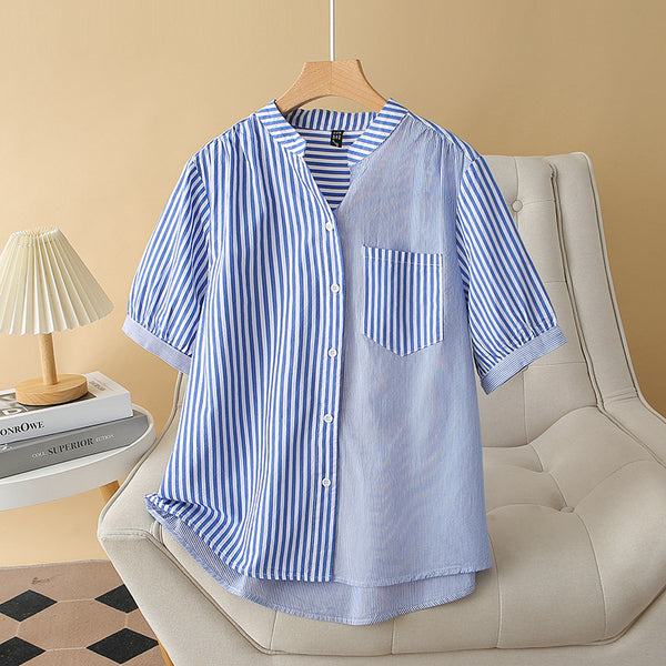 Blue Striped Casual Shirt for Women
