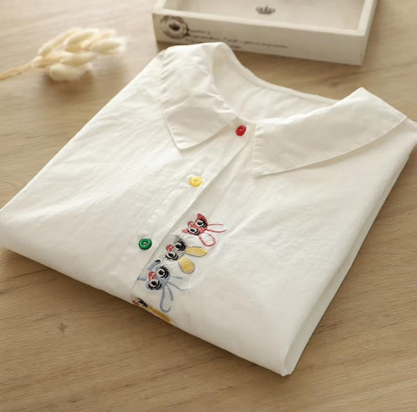 Rabbit Icon Embroidery work Women Shirt